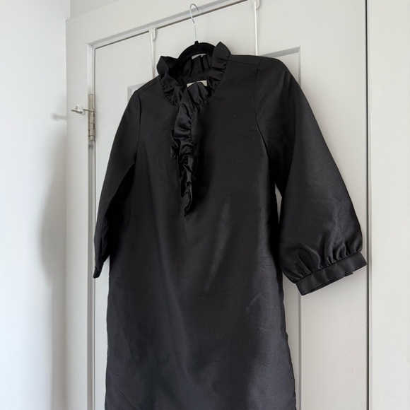 Kate Spade black silk taffeta dress with ruffle collar - Small - Picture 2 of 8